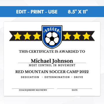 end of season soccer award certificate template school youth club soccer participation award